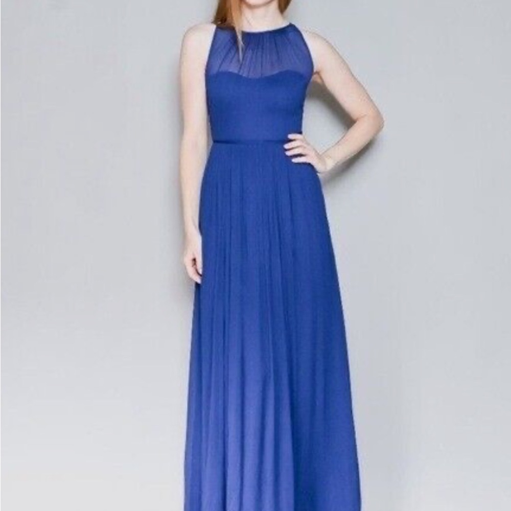 New J. Crew Women’s Sz 6 Blue 100% Silk Sleeveless Empire Waist Dress Gala Prom